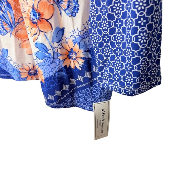 Alfred Dunner Womens Top Size PXL Fresh Start Chevron Floral Split Neck Summer - Picture 4 of 13